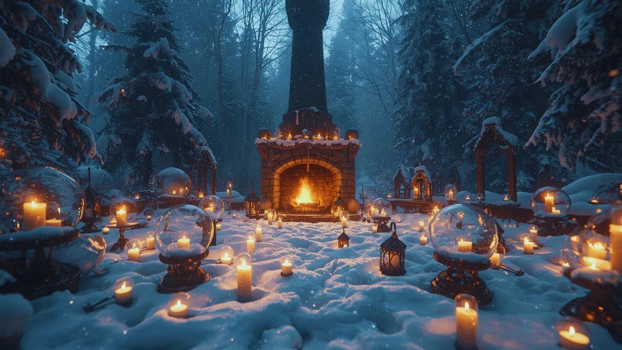 Peaceful Winter Night Ambient • Soft Piano Music with Snowy Forest Visuals