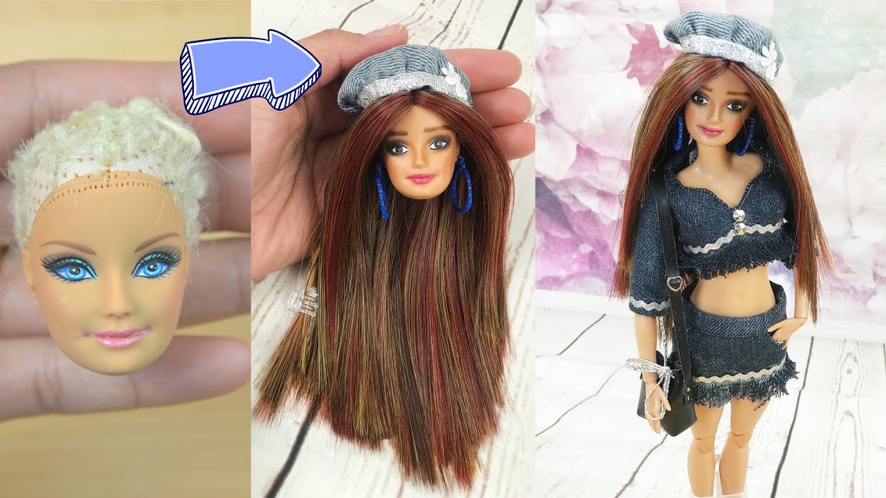 DIY Reuse Jeans Ideas For Your Barbie To Look Like High End Dolls  / DIY Barbie Transformation