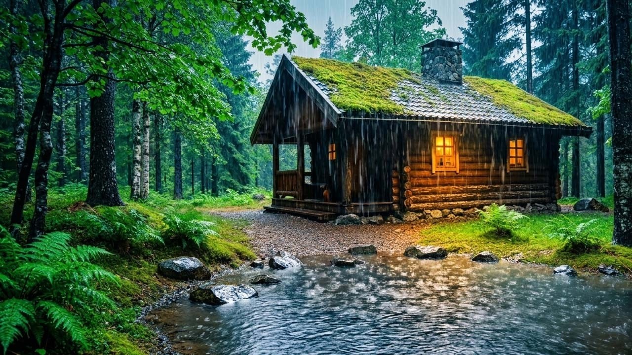 Rainy Day at the Mossy Forest Cabin Rhythmic Rain Sounds for Deep Sleep (10 HOURS BLACK SCREEN)