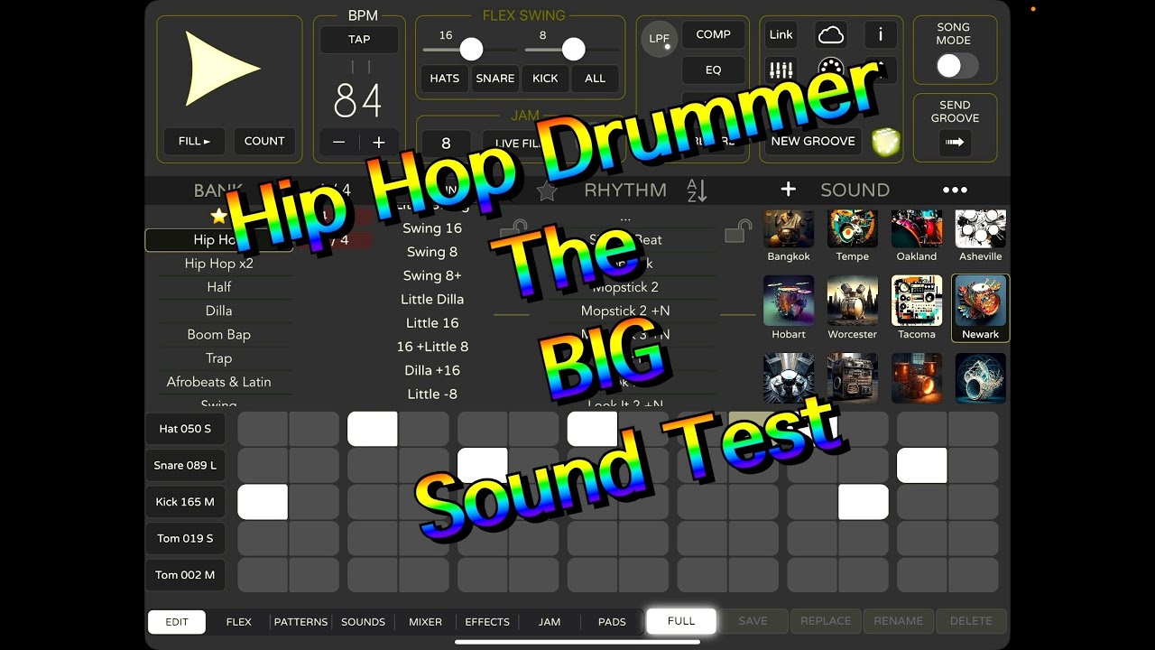 Hip Hop Drummer - The BIG Sound Test - Going Through The Factory Beats - iPad Demo