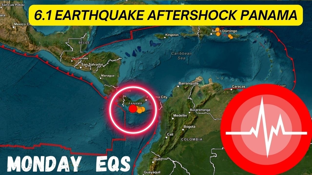 Large Earthquake aftershock Panama Region. Monday 10/12