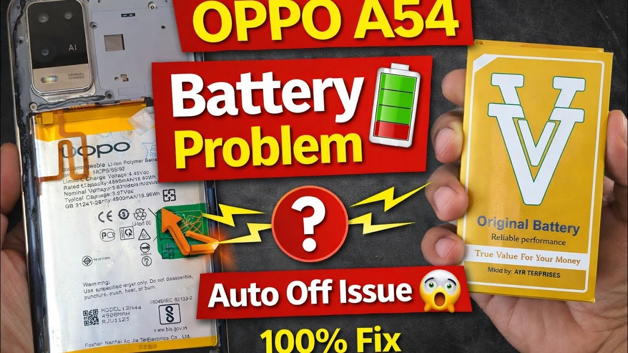 Oppo A54 Battery Problem 🔋 | Fast Drain, Auto Switch Off | Battery Replacement