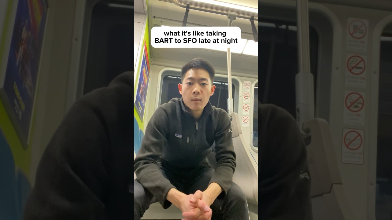 Taking a midnight BART to San Francisco International (SFO) airport #sanfrancisco #publictransport