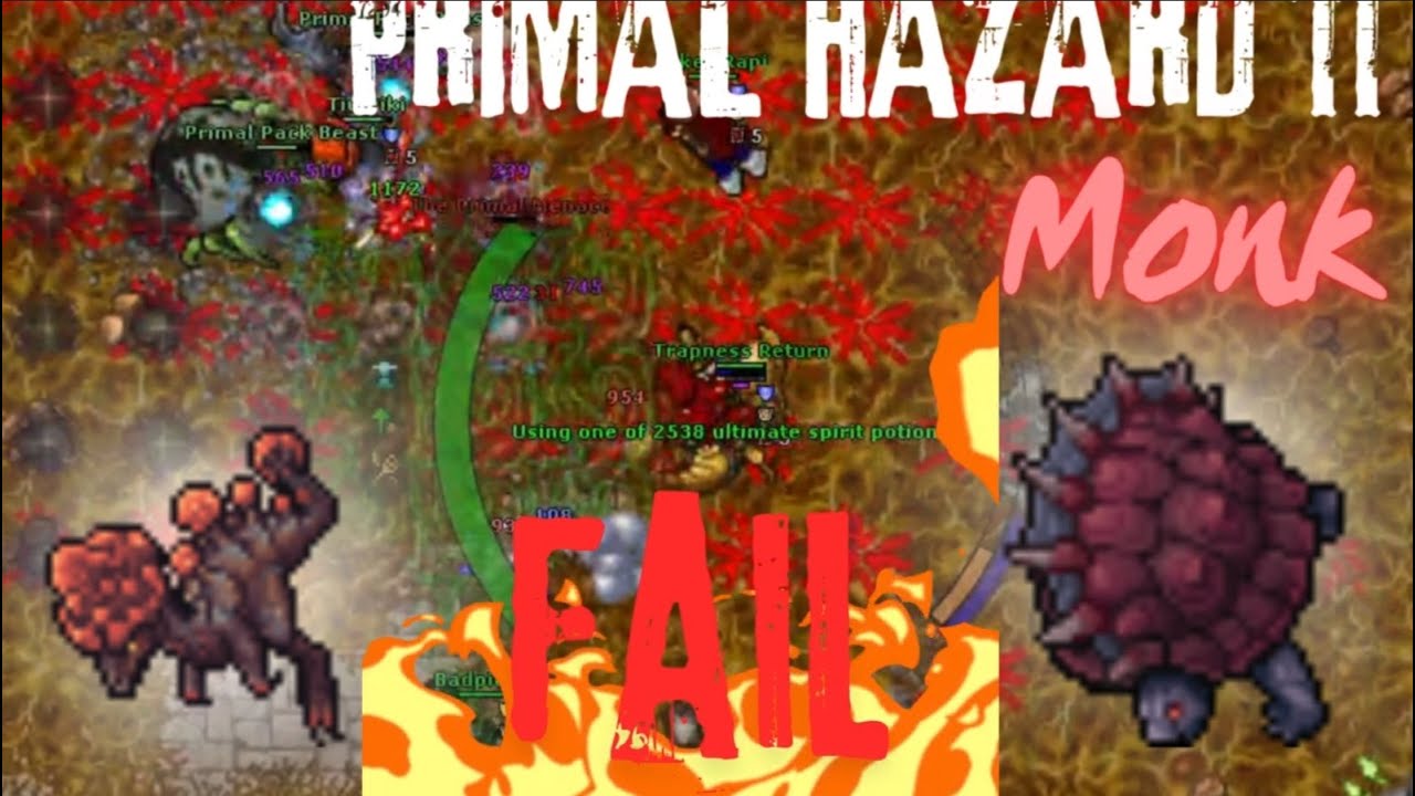 TIBIA MONK 600+ HAZARD 11 - PRIMAL ORDEAL QUEST FAIL