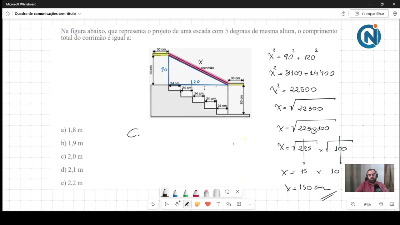 Exercícios Resolvido - Teorema de Pitágoras - Trigonometria no Triângulo Retângulo