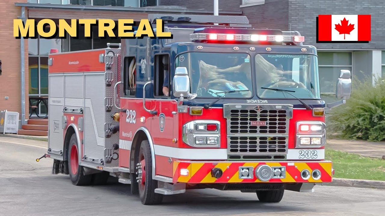 Montréal | Fire Department Pumper 232 Responds x2 From Station 14 + Pumper 214M Returns