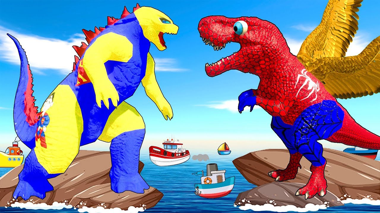 All Dinosaurs Fighting Spiderman T-Rex vs Tyrannosaurus Rex Pro 8 Superhero - Jurassic World Rebirth