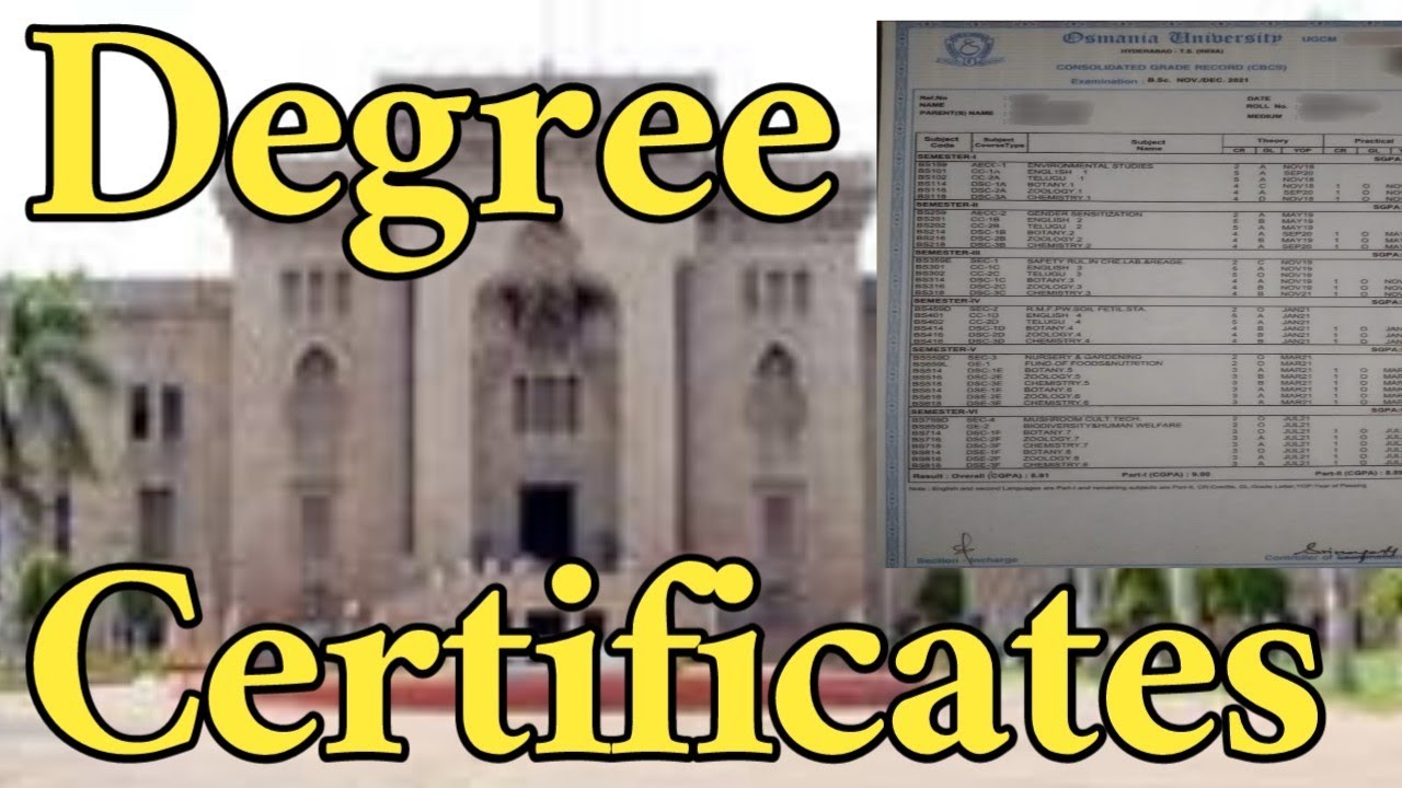Degree Certificates || Degree Consolidated Certificate