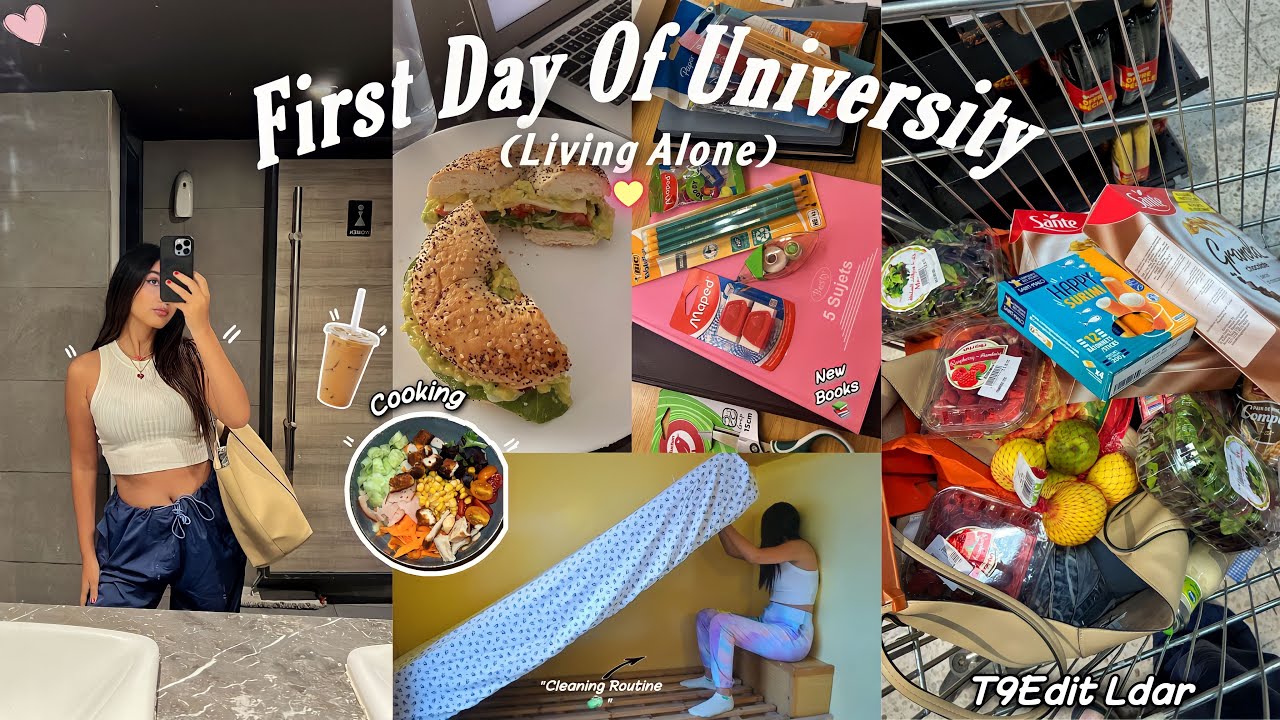 First Day of University🏫🍂| أول يوم في الجامعة كيف داز📚🥗(Grwm, cooking🥣,books shopping🛒📝..)