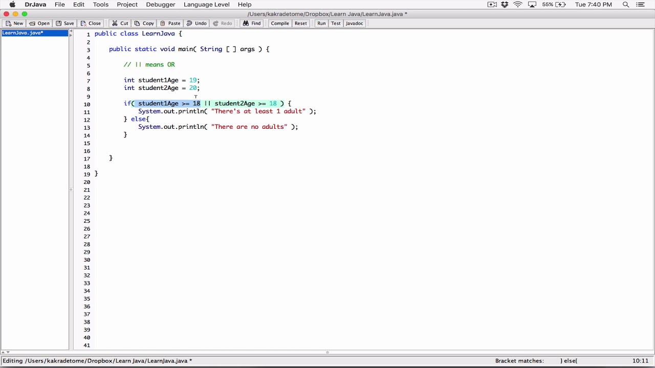 86. The || ( OR ) logical operator - Learn Java