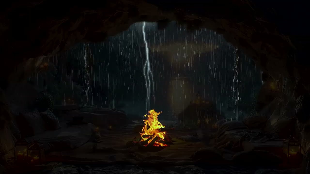 🔥 Gentle Rain and Fireplace Crackle for Deep Sleep, Meditation, Study, and Stress Relief Ambience