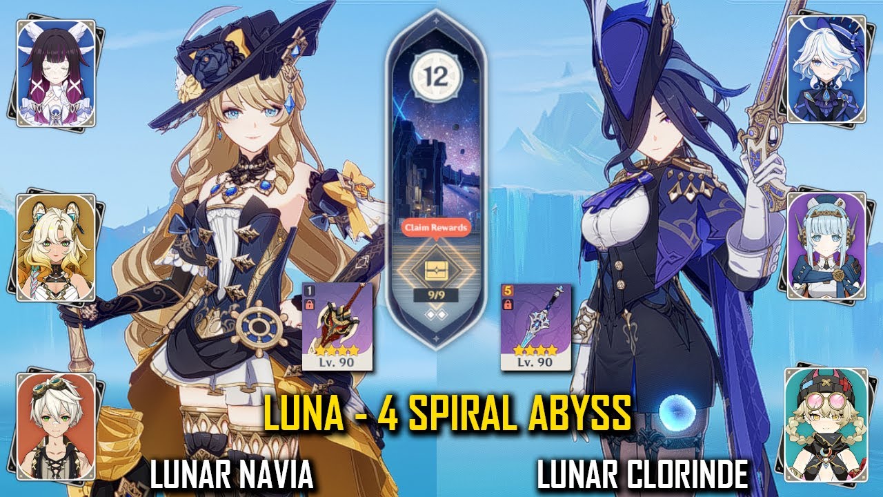 【GI】C0 Lunar Navia and C0 Lunar Clorinde - Luna - 4 (6.3) Spiral Abyss - Floor 12 9 Stars