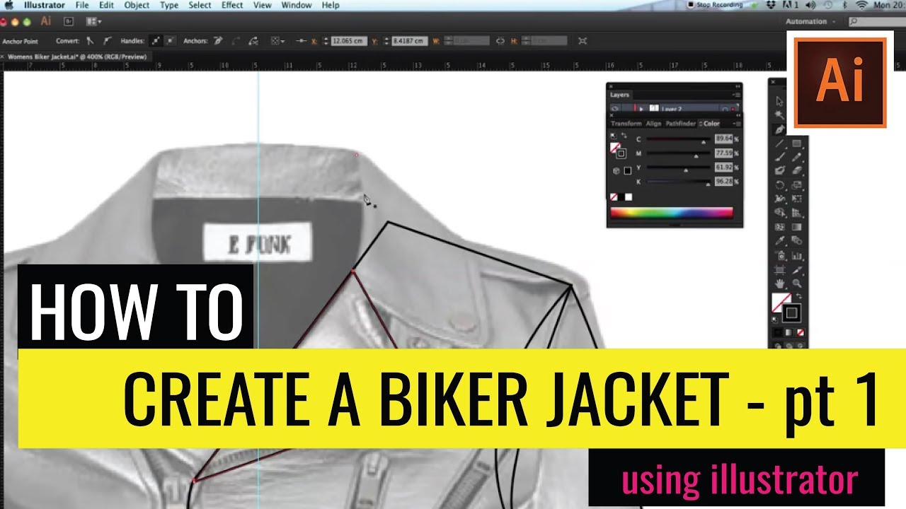 My Fashion Tutor - Adobe Illustrator - Technical Flats for beginners  - Biker jacket- part 1