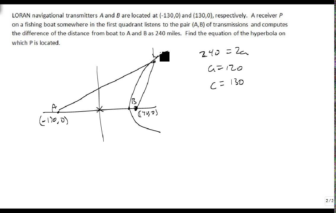 Applied problems using hyperbolas