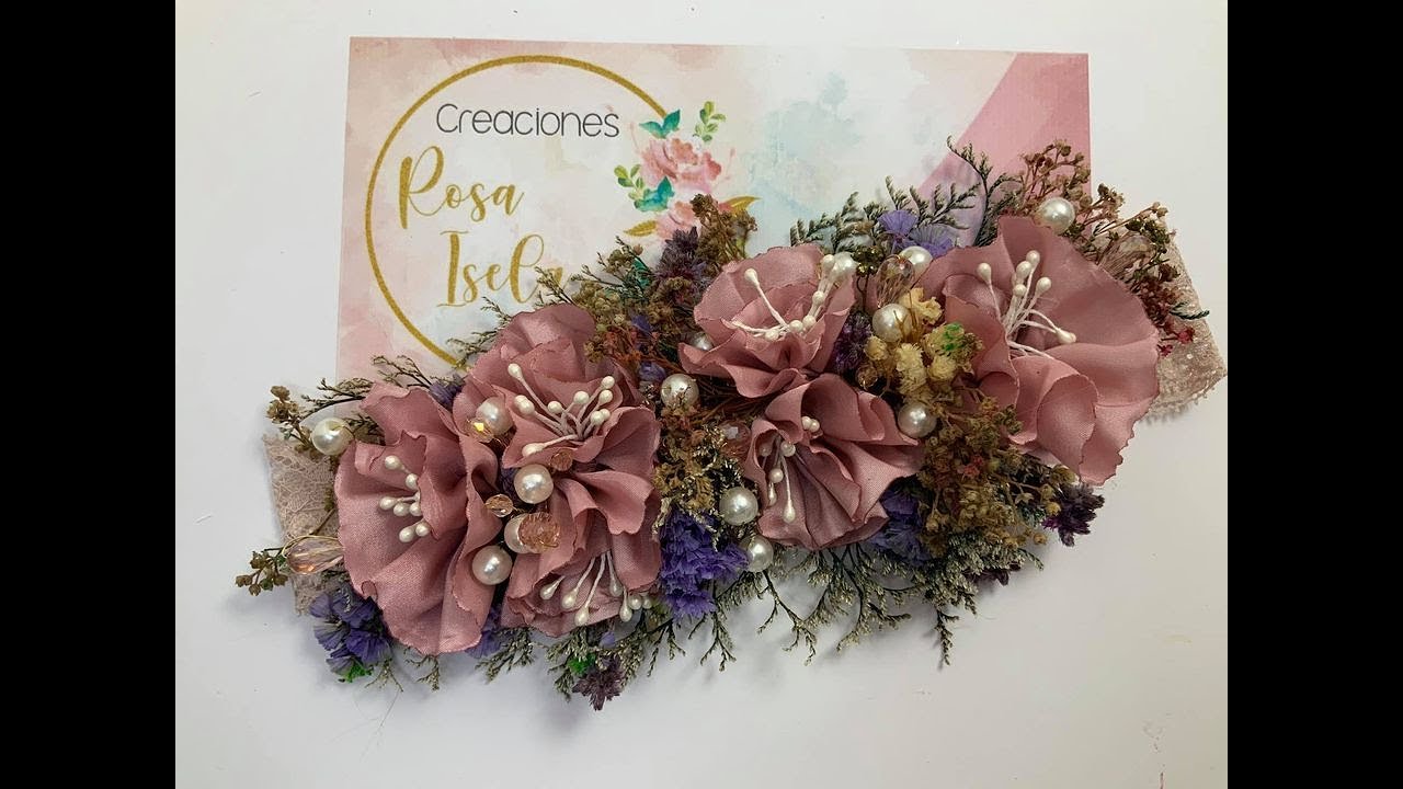 Tiara decorada  con naturaleza muerta VIDEO No.840 Creaciones Rosa Isela