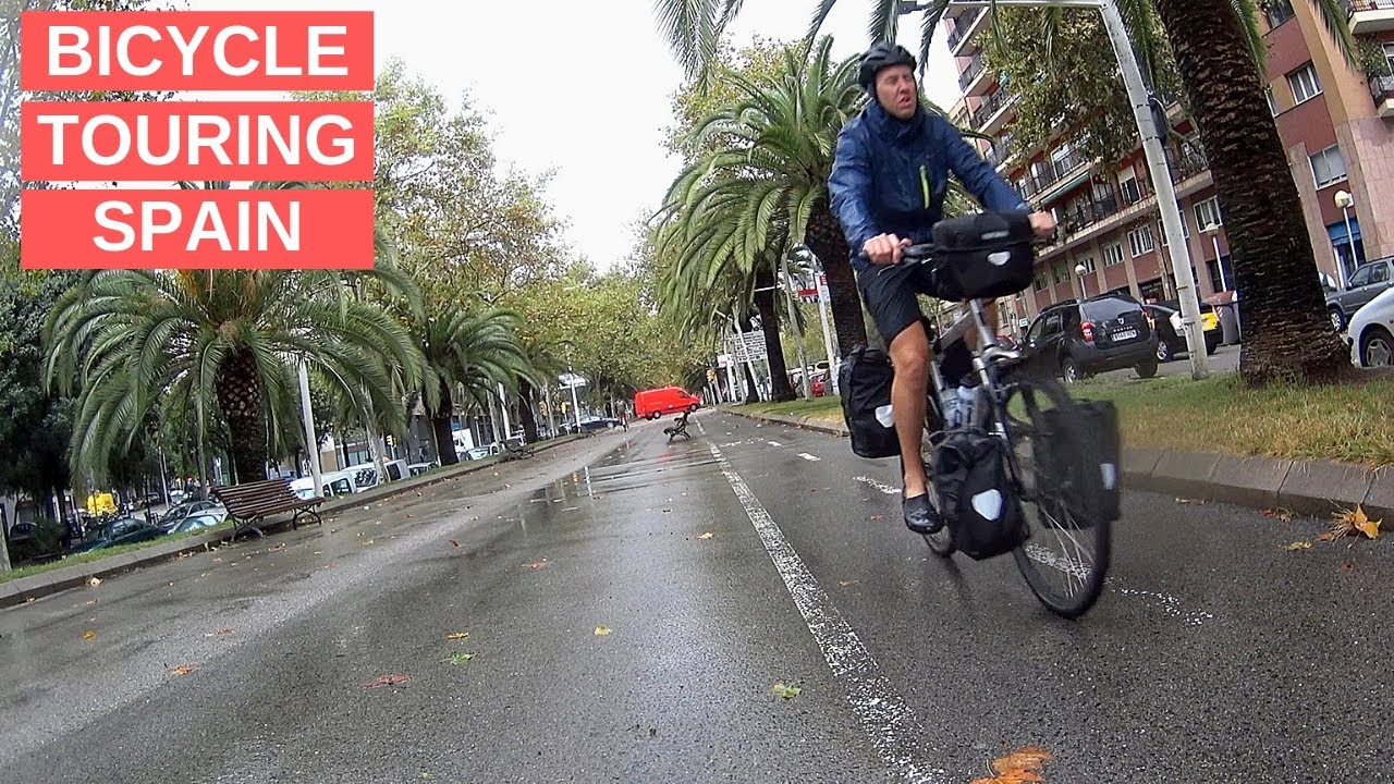 Bicycle Touring Spain Day 2 - Cycling out of Barcelona through the pouring rain
