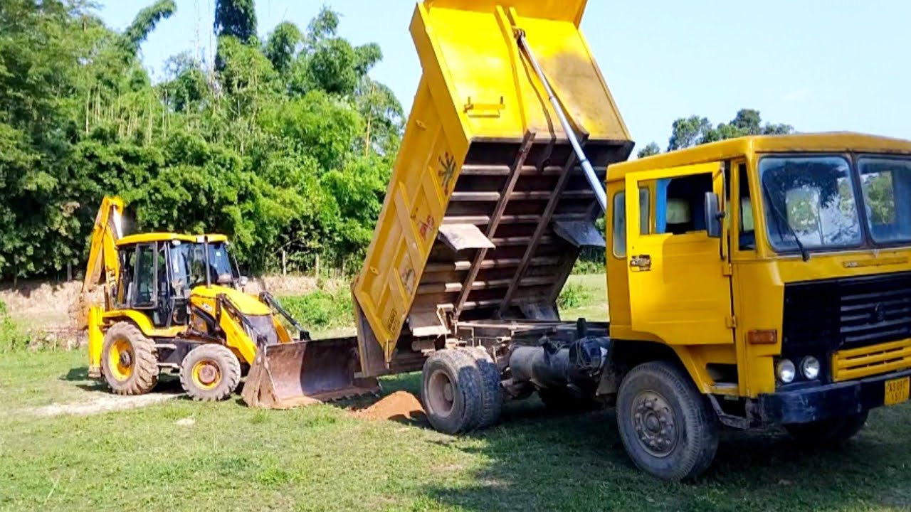 Jcb 3dx 4x4 Backhoe Loading One Ashok Leyland Truck | Jcb Mud Loading | Dumper loading | Jcb Video 