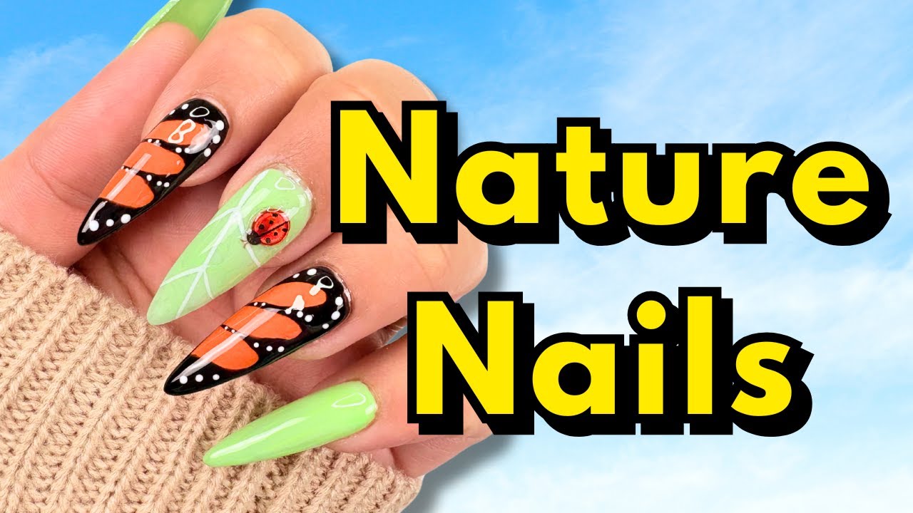 DIY Trendy Leaf and Monarch Butterfly Nail Art With Me!