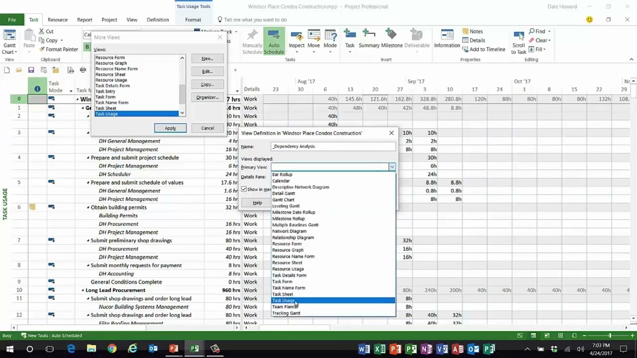 Gantt Chart: Use the Relationship Diagram View to Analyze Task Dependencies