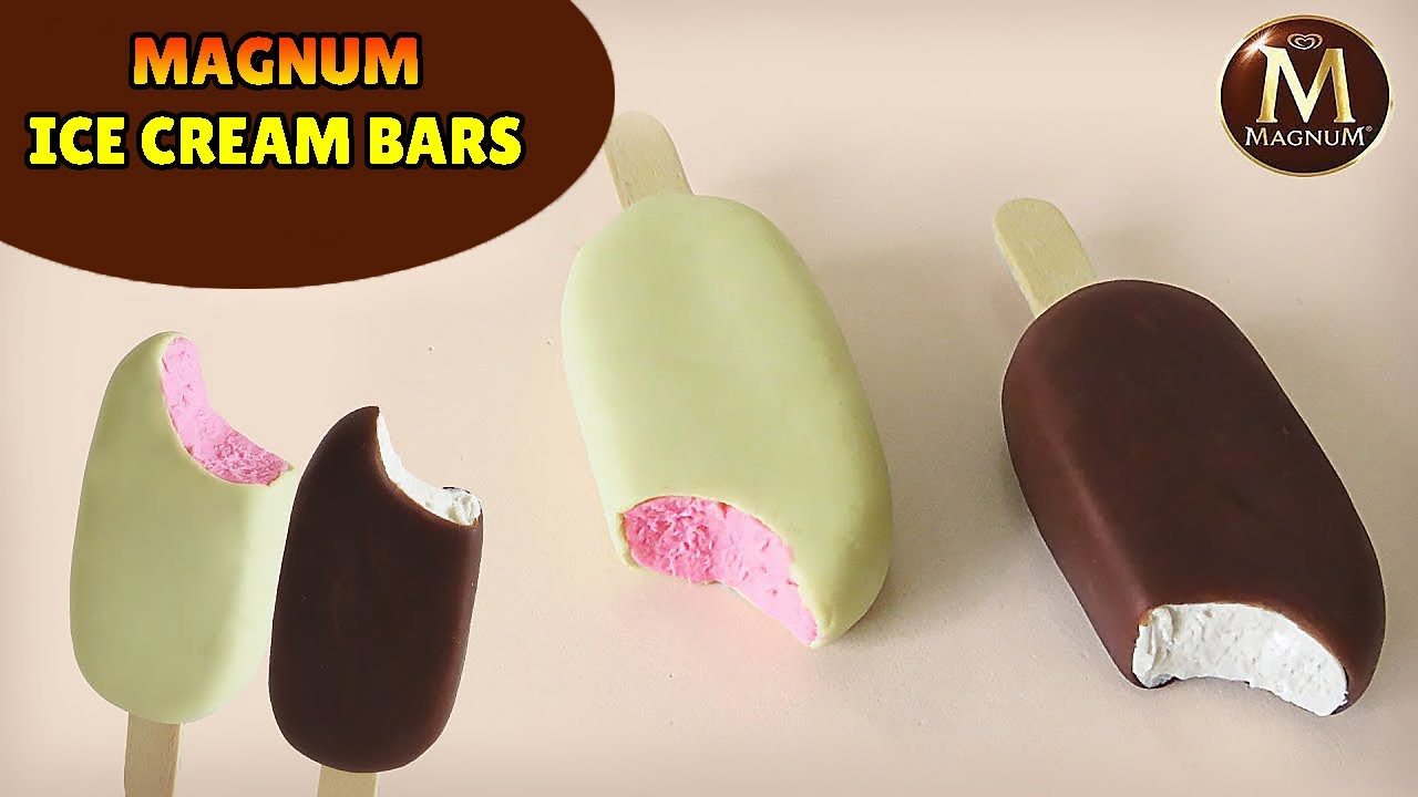 🔴MINIATURE MAGNUM ICE CREAM BARS - How to make Polymer Clay Food Tutorial, Fondant DIY