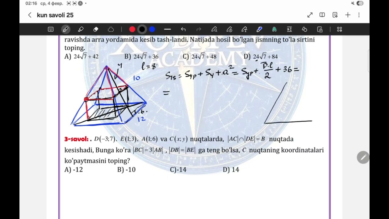 Attestatsiya Kun Savoli Loyihasi(25-kun savollari)