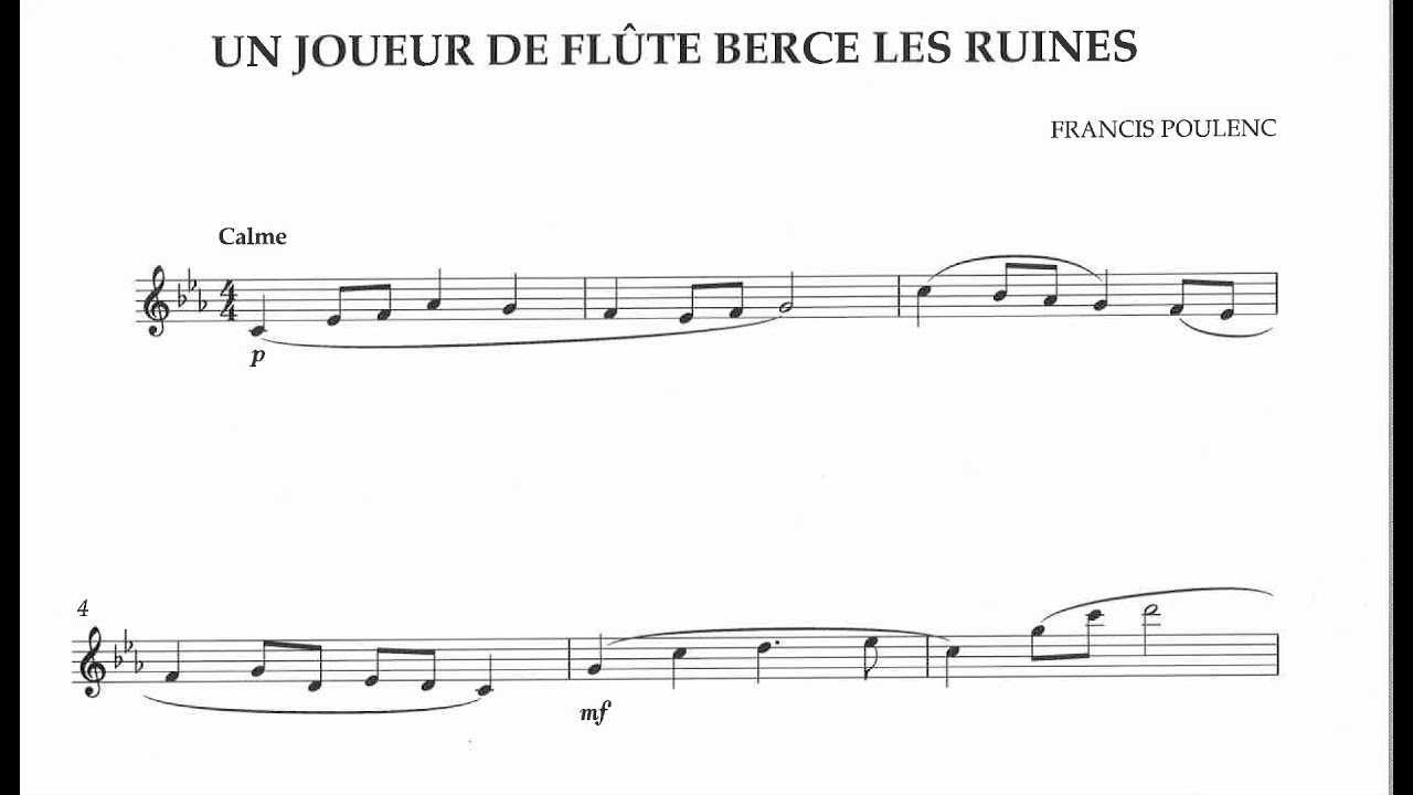 Francis Poulenc - Un Joueur de Flûte Berce les Ruines for Flute (1942)