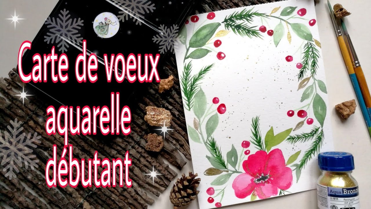 Tutoriel carte voeux aquarelle débutant. Easy watercolour christmas cards