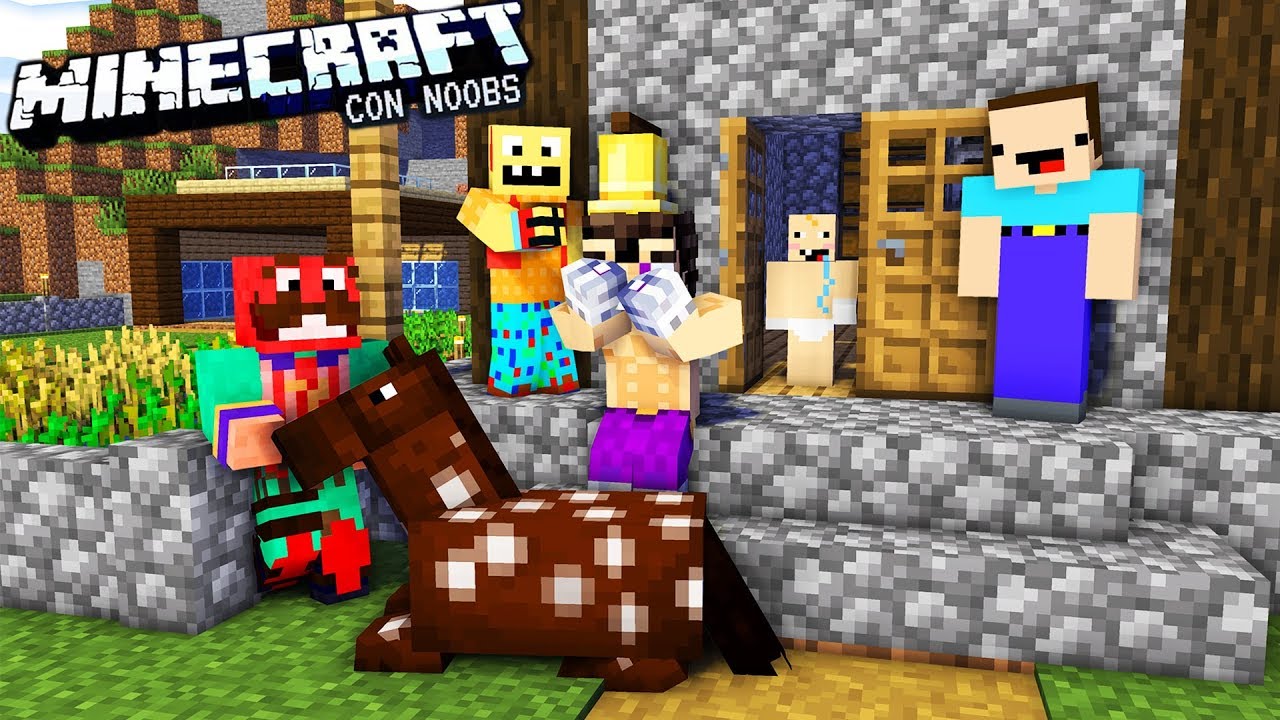 *MINECRAFT CON NOOBS* SOY UN COWBOY! UN CABALLO Y UN CASCO ROBADO! | HERNY