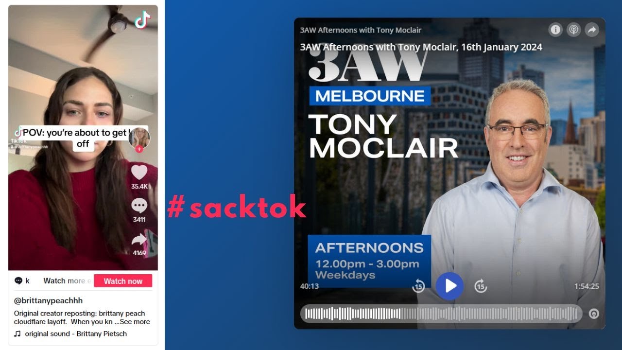 #SackTok 3AW 693AM Radio Melbourne with Tony Moclair and Sue Ellson #careers #sacked #sueellson