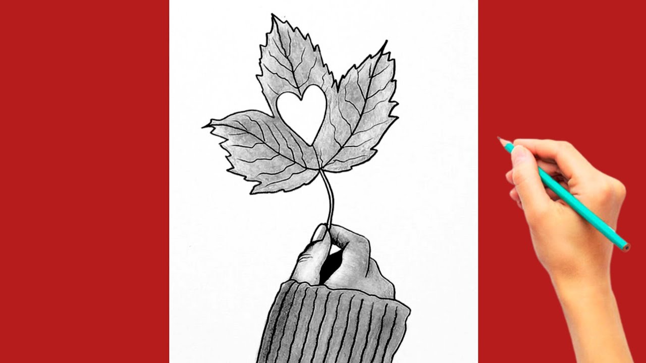 How to draw a hand with leaf 🌿 love drawing 