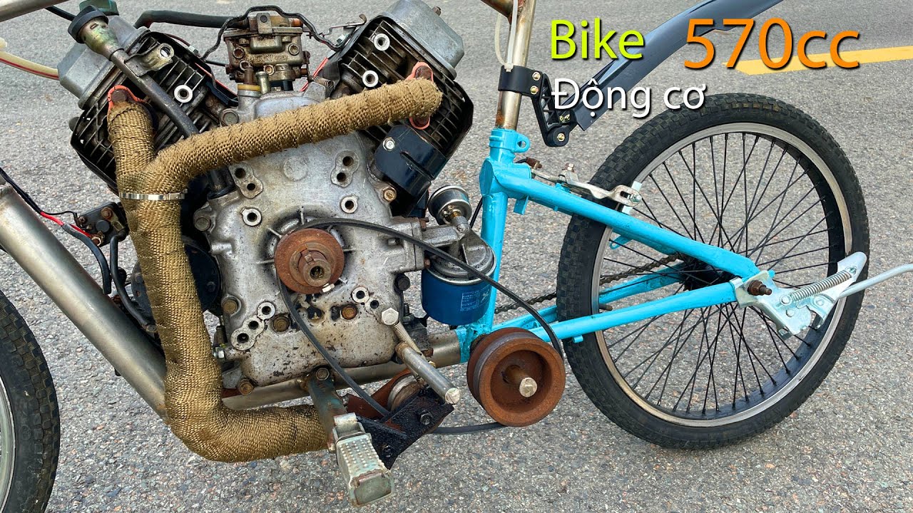 Special bicycle made with 570cc V2 V-Twin engine