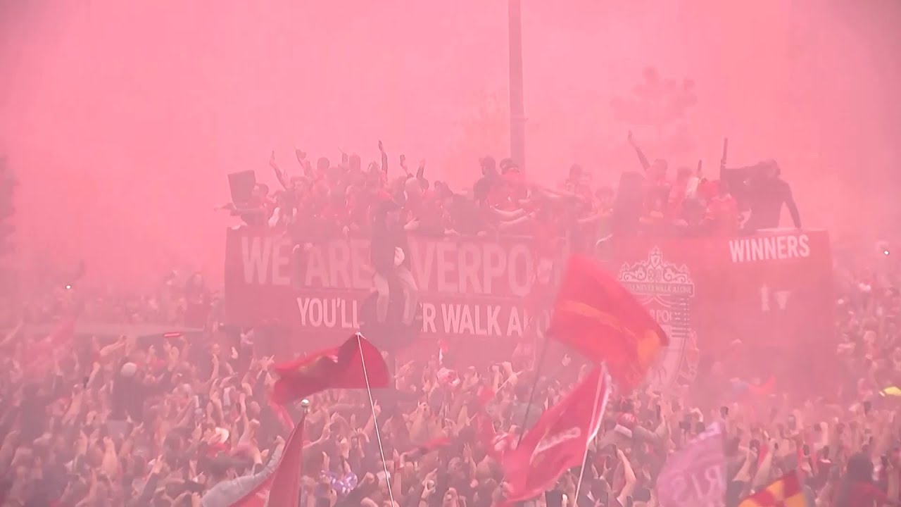 Liverpool parade celebrates domestic cup double win