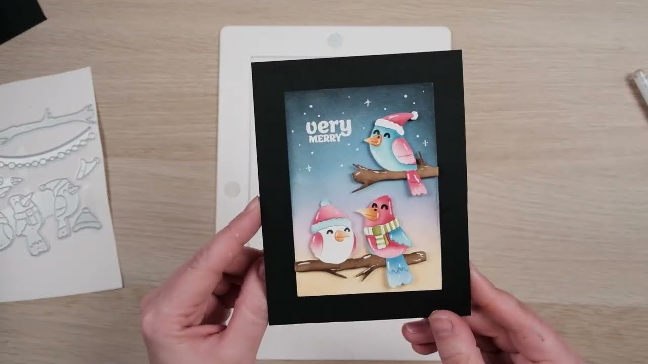 Birdie Friends in Winter Die & Stencil - Waffle Flower Demo