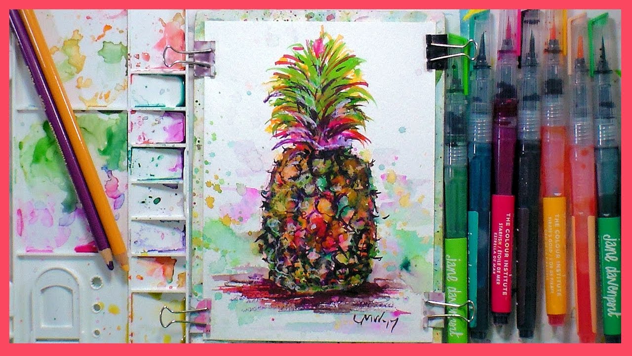 Pineapple in Marker & Colored Pencil Real-Time sketch! Fast & Fun!