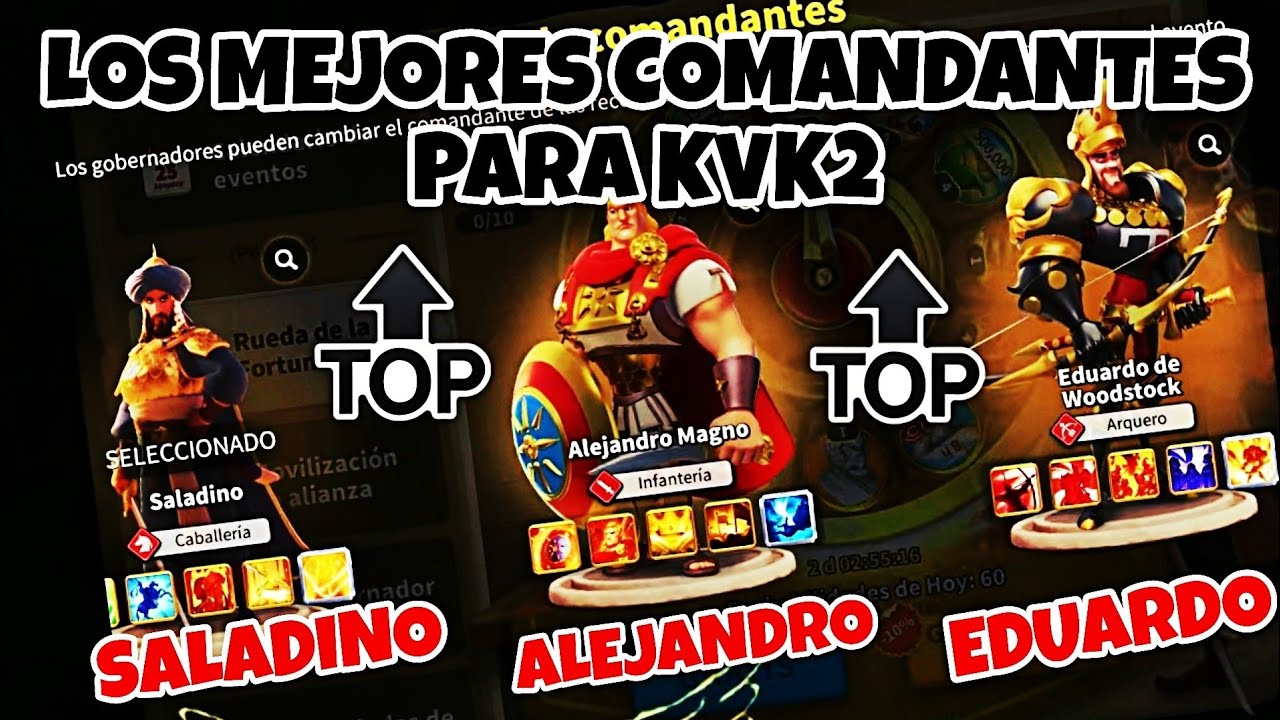 MEJORES COMANDANTES PARA KVK 2 SOLO LEGENDARIOS - RISE OF KINGDOMS