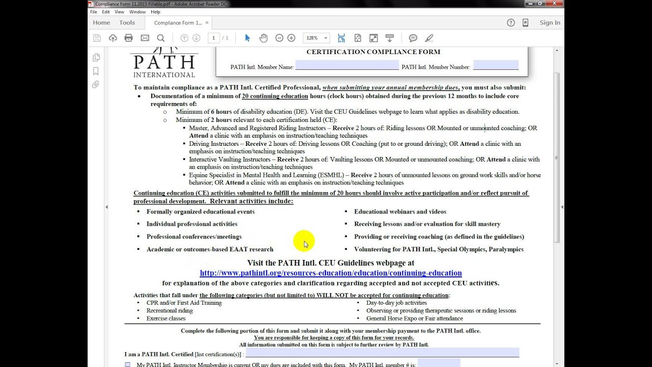 PATH Intl. Compliance Form video