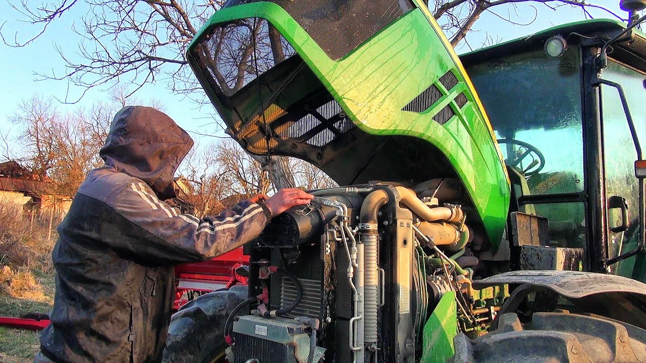 Tractor John Deere 5100M-Washing 💦 - Cleaning filters 💨 Engine start ⚡