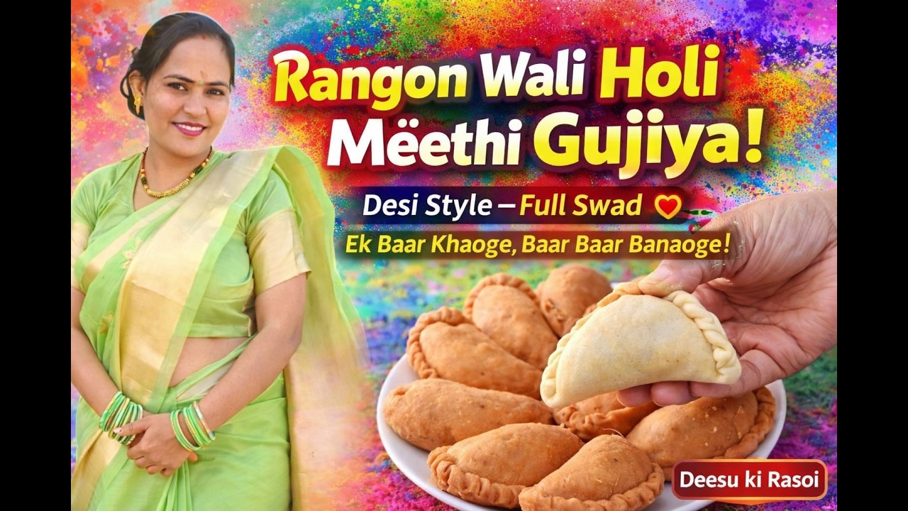 गांव वाली असली गुजिया | बिना मावा बिना फैंसी चीज | #Desi #Chulha #gujiya  #Recipe #deesukirasoi