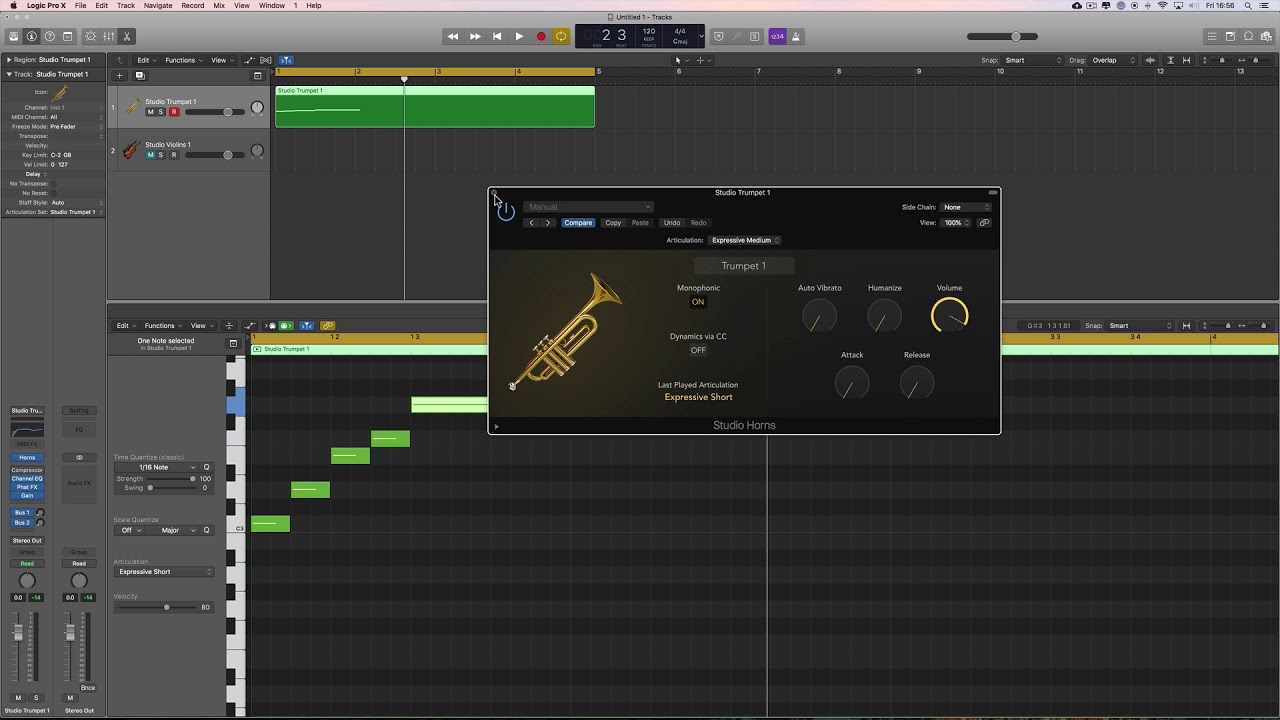 Logic Pro X 10.4 Articulations & Controllers with Studio Horns