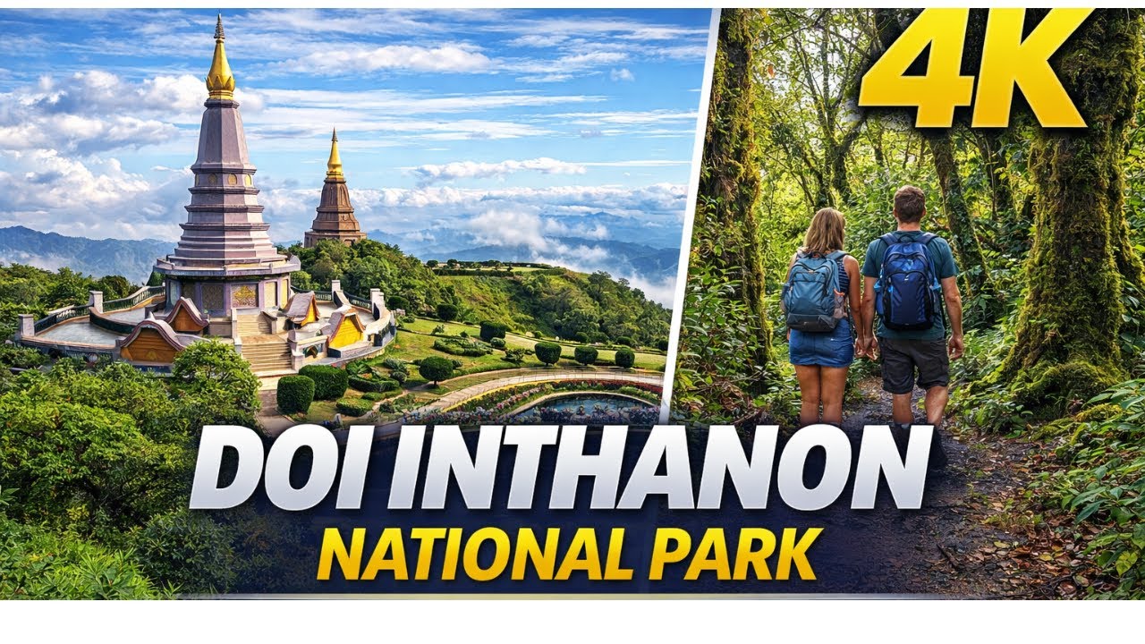 Doi Inthanon National Park Thailand 4K Walking Tour | Scenic Jungle & Pagodas