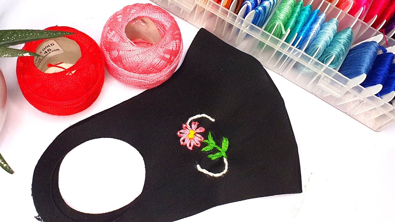 #DIY How Embroider your name alphabet on your mask #bordadoamano #handembroidery  #bordado