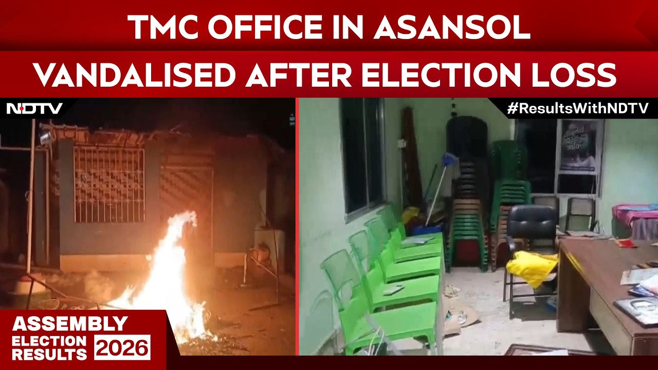 West Bengal Election Results | TMC's Asansol Office Vandalised, Banners Torn Down Post Election Loss