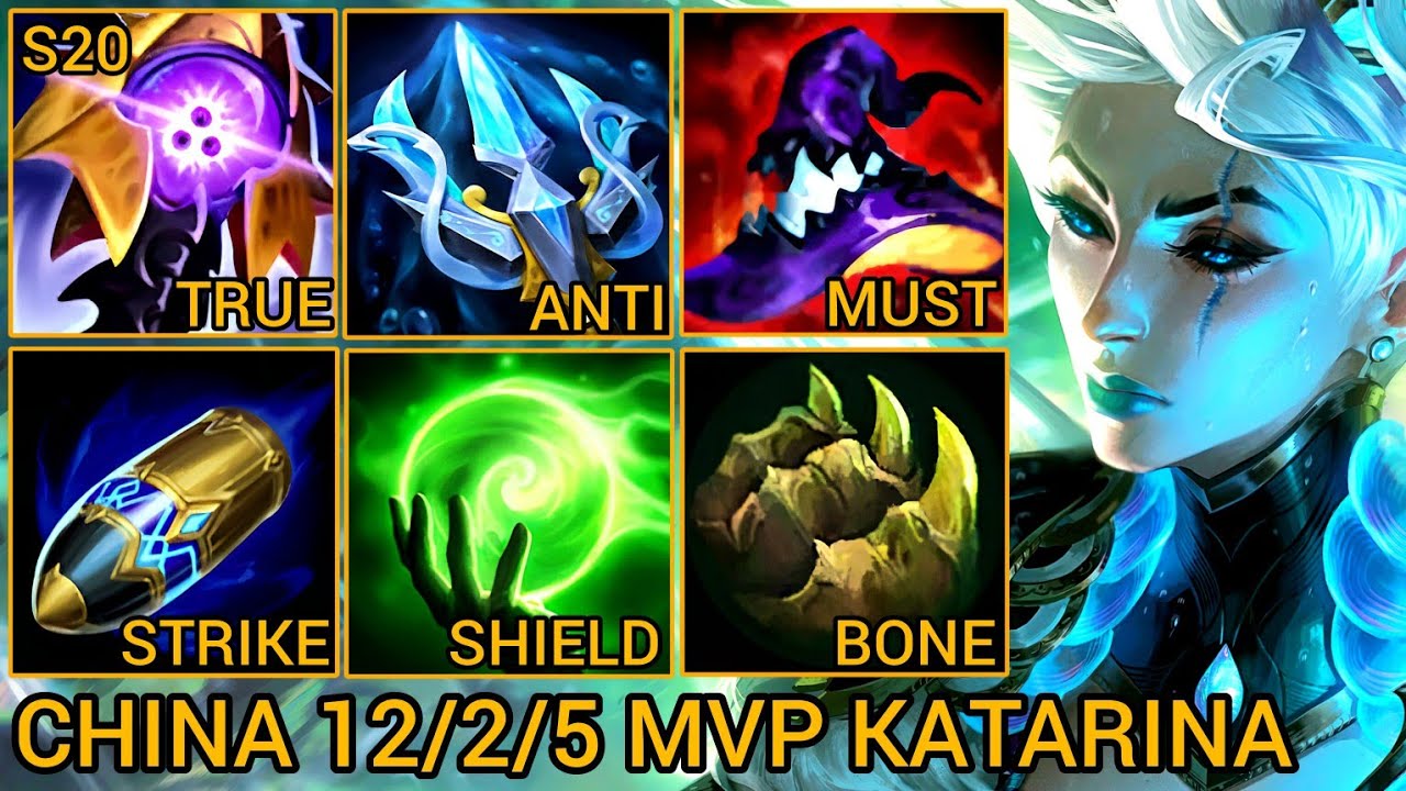 Katarina MVP Mid Lane S Rating 12/2/5 - China Wild Rift New Meta Build & Runes By Tiarty