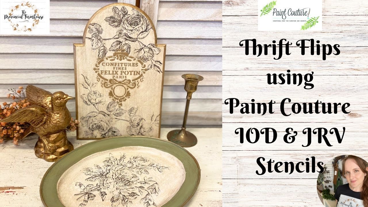 Thrift Flips using Paint Couture | Using Embossing & Crackle Mediums | Metallic Paints | IOD Stamps