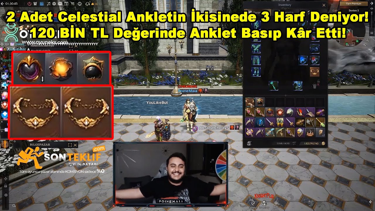 PoineMaia | 2 Adet Celestial Ankletin İkisinede 3 Harf Deniyor! 120 BİN TL Kâr Etti! | Rise Online