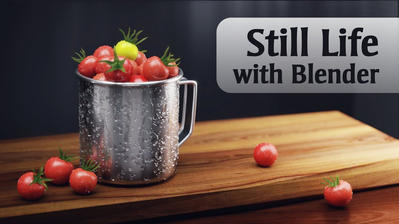 Still life image in Blender 3D / Cycles render. Time-lapse