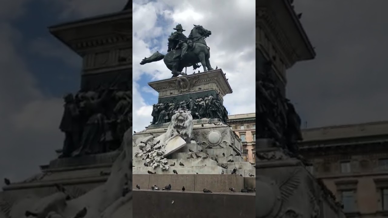 Vittorio Emanuele II statue Piazza del Duomo 🇮🇹 Milan Italy #milan #statue #italy #travel #shorts