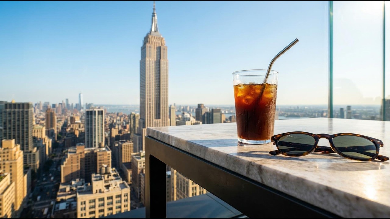 Post-Lunch Reset 🏙️ NYC Rooftop Cafe Ambience for Deep Work & Afternoon Energy