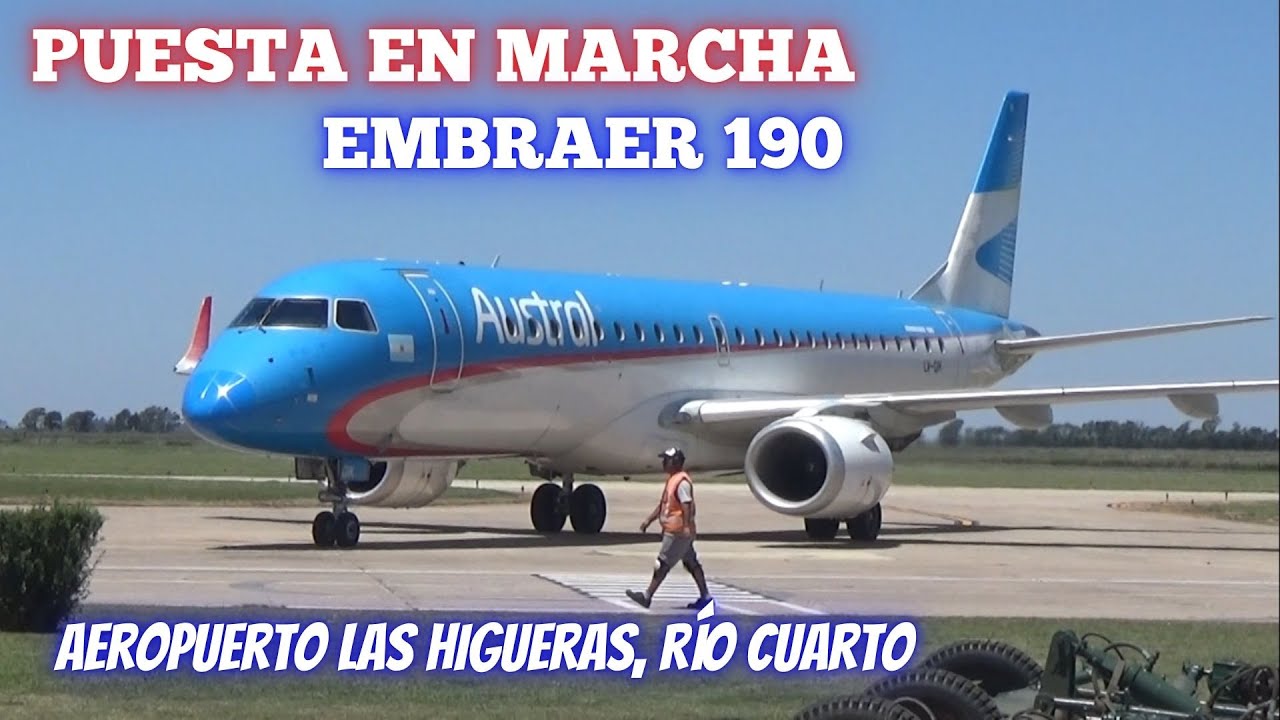 Embraer 190 de @AerolineasAR encendiendo los motores - Aeropuerto de Las Higueras, Río Cuarto