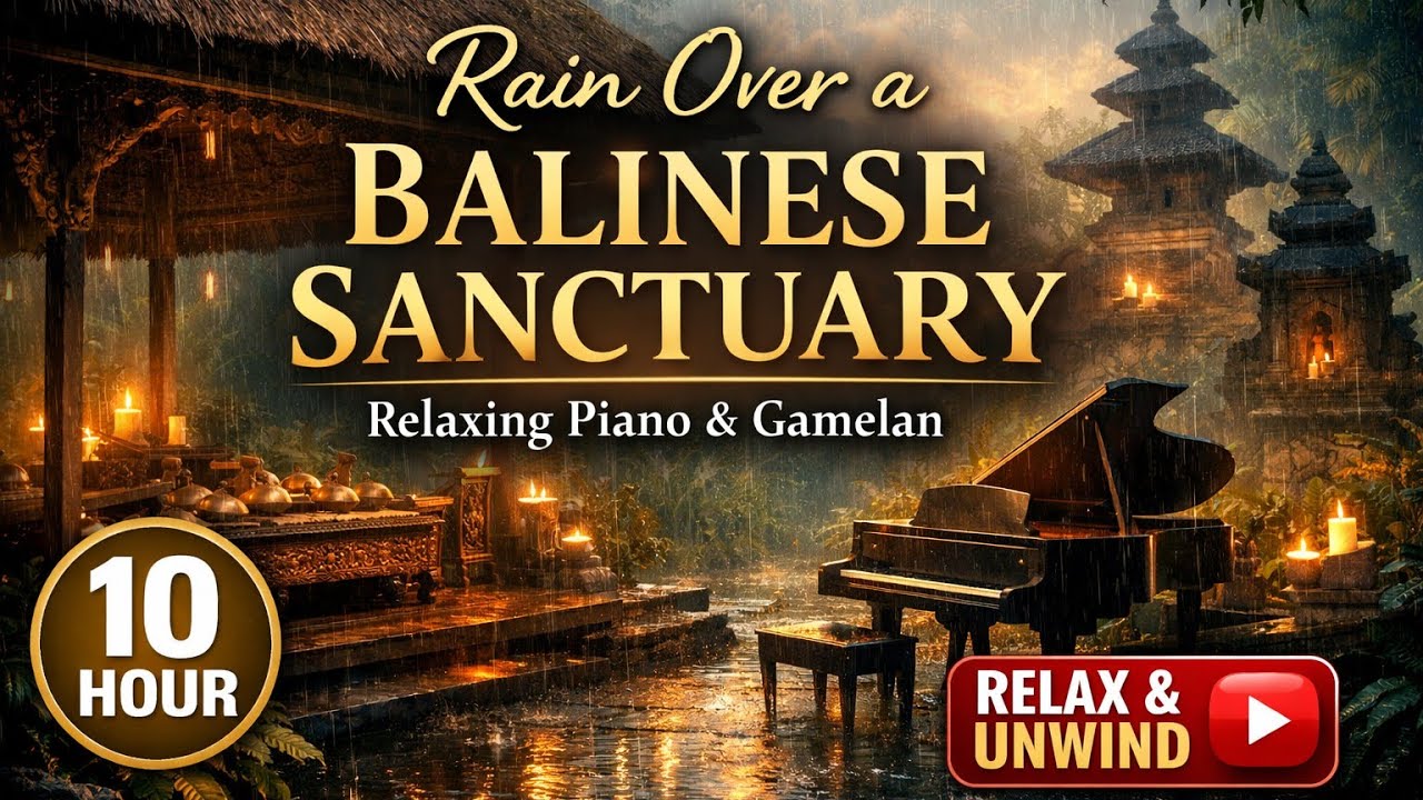 Rain Over a Balinese 🌧️ Relaxing Piano & Gamelan for Sleep, Meditation & Stress Relief (10 HOURS)